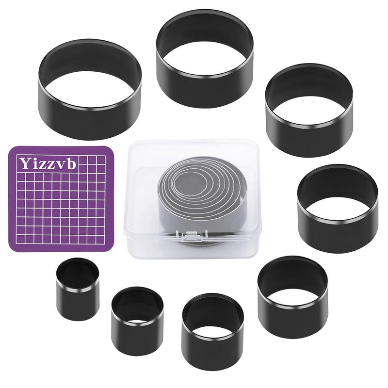 Yizzvb 8 Pcs Leather Circle Cutter Tool Set, Leather Punch Tool, High Carbon Steel Round Craft Punching Tools for DIY Craft, Punching Die Set, 8 Sizes 20 25 30 35 40 45 50 55mm - Image 1